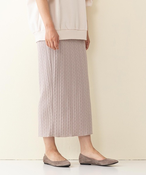 INNOCENT BLUE（イノセントブルー）の「【innocent blue/イノセントブルー】サイドスリットタイトスカート　ニットソー素材　ウエストゴム仕様（スカート・レディース・ブラック/グリーン/ライトベージュ/アイボリー/ブラウン・MEDIUM）」の11枚目の写真