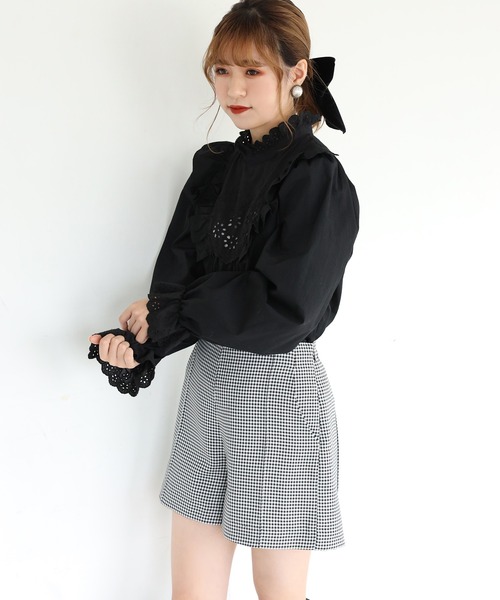 one after another NICE CLAUP（ワンアフターアナザーナイスクラップ）の「ハイウエストショートパンツ（その他パンツ・レディース・アイボリー/ブラック/チェック・FREE）」の6枚目の写真