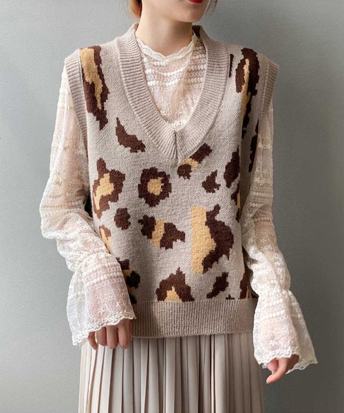 レオパード柄ベストセーター ニット セーター Aimoha アイモハ のファッション通販 Zozotown