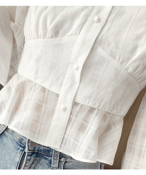 yuue' ( wear )（ユーイ）の「ホワイトチェック柄ブラウス（シャツ/ブラウス・レディース・ホワイト・FREE）」の9枚目の写真