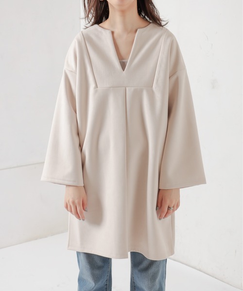 natural couture（ナチュラルクチュール）の「ポンチスエードキーネックチュニック（その他トップス・レディース・チャコールグレー/アイボリー/ラベンダー・FREE）」の14枚目の写真