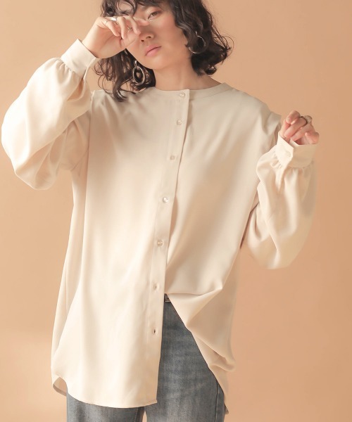Bab(バブ)の「2wayショルダータックブラウス(シャツ/ブラウス・レディース・アイボリー/ミント/ブラック・38)」の2枚目の写真