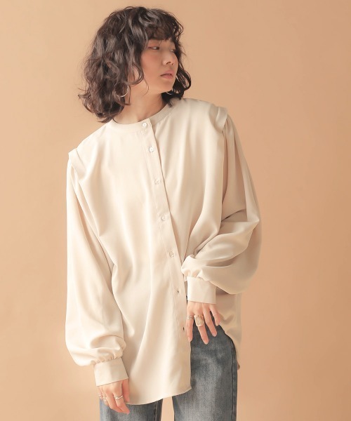 Bab(バブ)の「2wayショルダータックブラウス(シャツ/ブラウス・レディース・アイボリー/ミント/ブラック・38)」の5枚目の写真