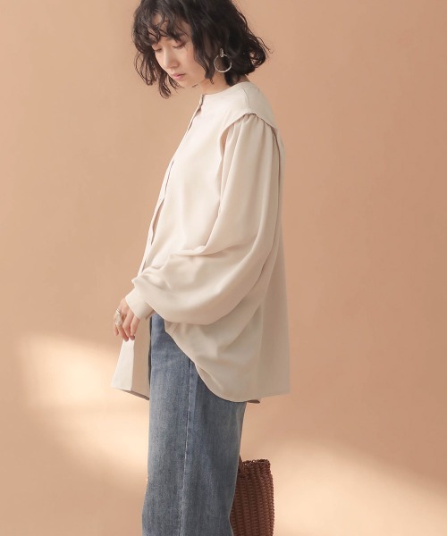 Bab(バブ)の「2wayショルダータックブラウス(シャツ/ブラウス・レディース・アイボリー/ミント/ブラック・38)」の8枚目の写真