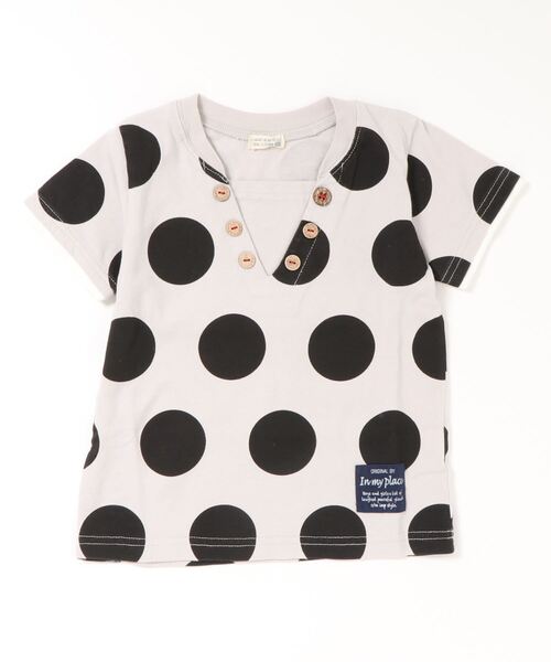 RAGMART（ラグマート）の「レイヤード風Tシャツ ボーダー ドット ヨット（Tシャツ/カットソー・キッズ・ブルー/ブラック×ホワイト/ドット・120cm/130cm/100cm/110cm）」の13枚目の写真