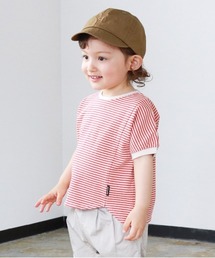 ミニバスクボーダー天竺 ヘムラウンド 半袖Tシャツ