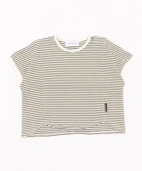 quoti use fith（クゥオティ　ユース　フィス）の「ミニバスクボーダー天竺 ヘムラウンド 半袖Tシャツ（Tシャツ/カットソー・キッズ・ネイビー/ブラウン/レッド/カーキ・90/100/110/120/80/130）」の7枚目の写真