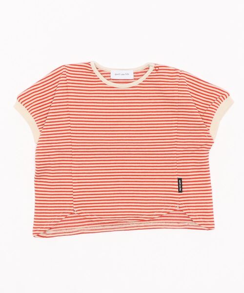 quoti use fith（クゥオティ　ユース　フィス）の「ミニバスクボーダー天竺 ヘムラウンド 半袖Tシャツ（Tシャツ/カットソー・キッズ・ネイビー/ブラウン/レッド/カーキ・90/100/110/120/80/130）」の9枚目の写真