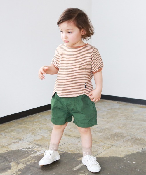 quoti use fith（クゥオティ　ユース　フィス）の「ミニバスクボーダー天竺 ヘムラウンド 半袖Tシャツ（Tシャツ/カットソー・キッズ・ネイビー/ブラウン/レッド/カーキ・90/100/110/120/80/130）」の11枚目の写真