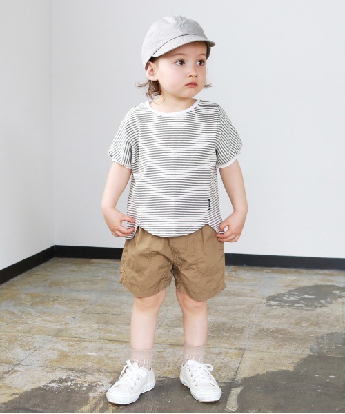 quoti use fith（クゥオティ　ユース　フィス）の「ミニバスクボーダー天竺 ヘムラウンド 半袖Tシャツ（Tシャツ/カットソー・キッズ・ネイビー/ブラウン/レッド/カーキ・90/100/110/120/80/130）」の13枚目の写真