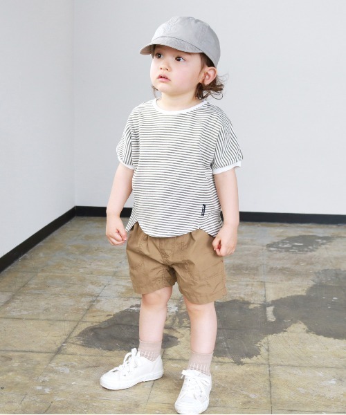 quoti use fith（クゥオティ　ユース　フィス）の「ミニバスクボーダー天竺 ヘムラウンド 半袖Tシャツ（Tシャツ/カットソー・キッズ・ネイビー/ブラウン/レッド/カーキ・90/100/110/120/80/130）」の14枚目の写真
