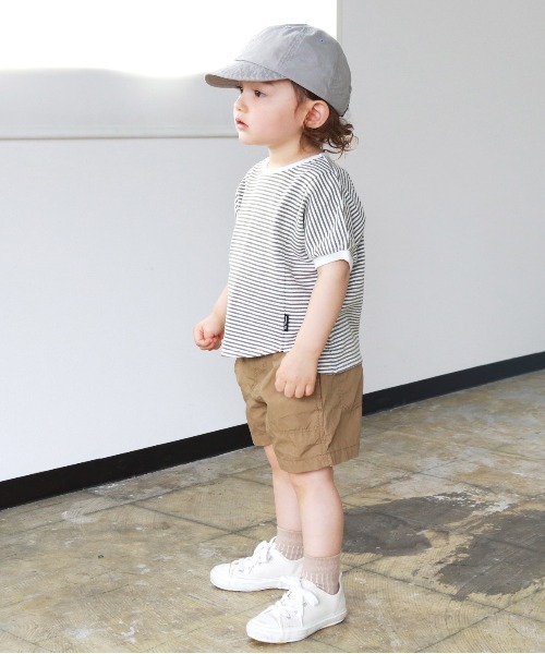 quoti use fith（クゥオティ　ユース　フィス）の「ミニバスクボーダー天竺 ヘムラウンド 半袖Tシャツ（Tシャツ/カットソー・キッズ・ネイビー/ブラウン/レッド/カーキ・90/100/110/120/80/130）」の15枚目の写真