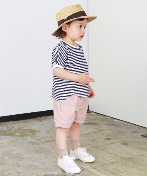 quoti use fith（クゥオティ　ユース　フィス）の「ミニバスクボーダー天竺 ヘムラウンド 半袖Tシャツ（Tシャツ/カットソー・キッズ・ネイビー/ブラウン/レッド/カーキ・90/100/110/120/80/130）」の16枚目の写真