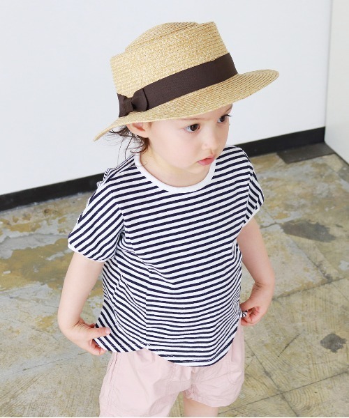 quoti use fith（クゥオティ　ユース　フィス）の「ミニバスクボーダー天竺 ヘムラウンド 半袖Tシャツ（Tシャツ/カットソー・キッズ・ネイビー/ブラウン/レッド/カーキ・90/100/110/120/80/130）」の18枚目の写真