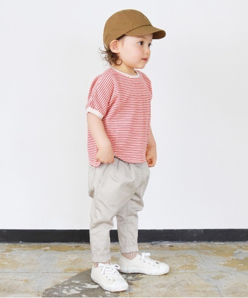 quoti use fith（クゥオティ　ユース　フィス）の「ミニバスクボーダー天竺 ヘムラウンド 半袖Tシャツ（Tシャツ/カットソー・キッズ・ネイビー/ブラウン/レッド/カーキ・90/100/110/120/80/130）」の20枚目の写真