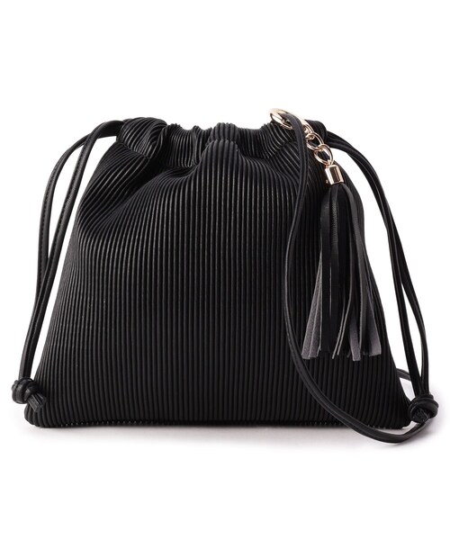 pink adobe（ピンクアドベ）の「◆巾着プリーツバッグ（ショルダーバッグ・レディース・アイボリー/ゴールド/ブラック/ライトグリーン/キャメル・00）」の3枚目の写真