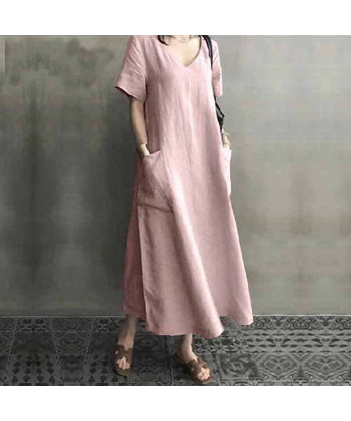 Ritzy(リッツィー)の「大人シルエット マキシ丈半袖ワンピース(ワンピース・レディース・ブラック/ベージュ/ピンク・M/L/XL)」の3枚目の写真