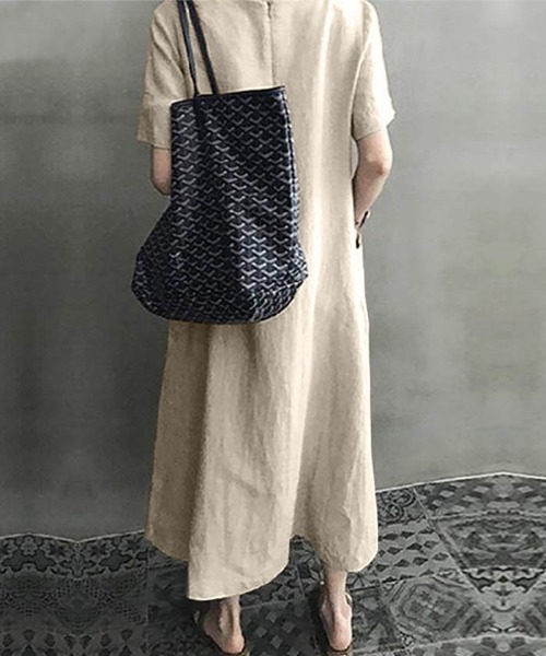 Ritzy(リッツィー)の「大人シルエット マキシ丈半袖ワンピース(ワンピース・レディース・ブラック/ベージュ/ピンク・M/L/XL)」の20枚目の写真