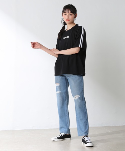 colza(コルザ)の「ライン入りTシャツ(Tシャツ/カットソー・レディース・ブラック/ホワイト×パープル/パープル/ホワイト/オレンジ・M/L/S)」の19枚目の写真