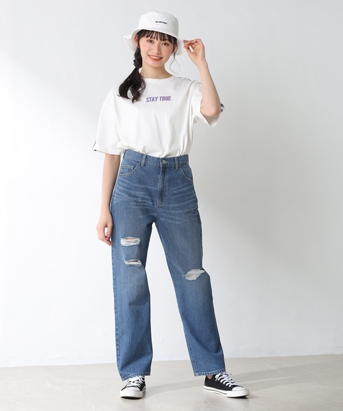 colza(コルザ)の「ライン入りTシャツ(Tシャツ/カットソー・レディース・ブラック/ホワイト×パープル/パープル/ホワイト/オレンジ・M/L/S)」の16枚目の写真