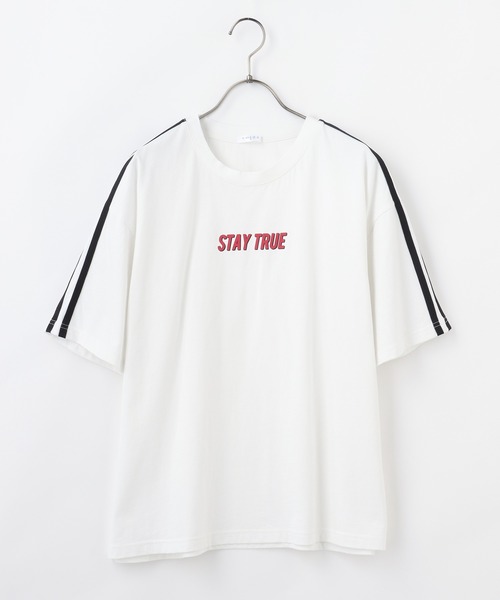 colza(コルザ)の「ライン入りTシャツ(Tシャツ/カットソー・レディース・ブラック/ホワイト×パープル/パープル/ホワイト/オレンジ・M/L/S)」の12枚目の写真