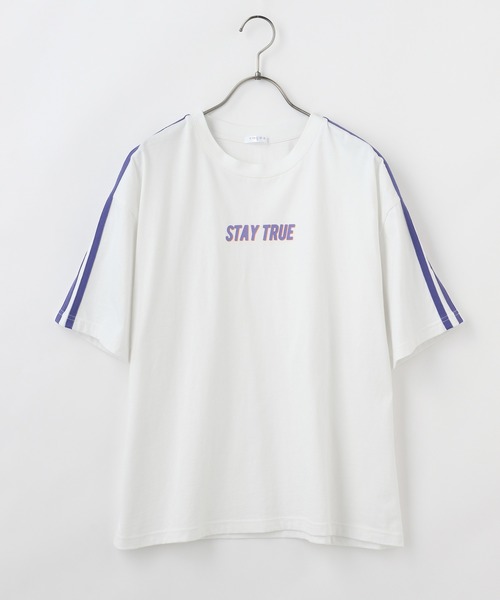 colza(コルザ)の「ライン入りTシャツ(Tシャツ/カットソー・レディース・ブラック/ホワイト×パープル/パープル/ホワイト/オレンジ・M/L/S)」の15枚目の写真