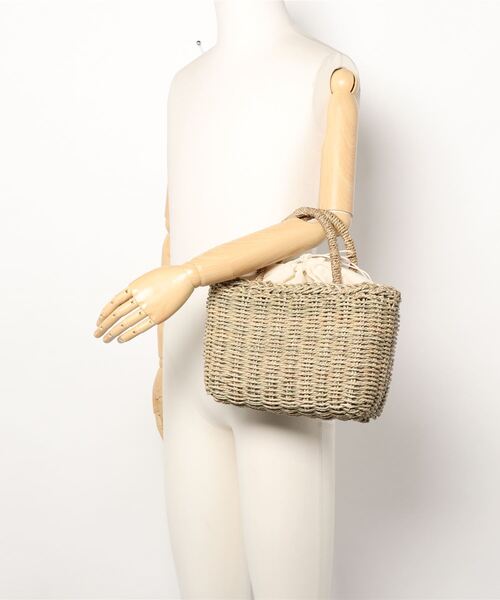 Samansa Mos2（サマンサ モスモス）の「水草スクエアカゴバッグ（かごバッグ・レディース・キナリ/ブラック・ﾌﾘ-）」の3枚目の写真