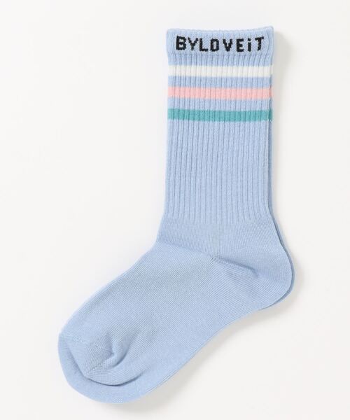 by LOVEiT（バイラビット）の「３ラインクルーソックス（ソックス/靴下・キッズ・オフホワイト/サックスブルー/ブラック・SMALL/X-LARGE/MEDIUM/LARGE）」の3枚目の写真