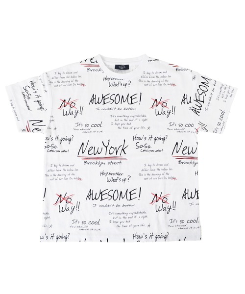 GLAZOS(グラソス)の「天竺・接触冷感ドロップショルダーロゴ総柄半袖Tシャツ(Tシャツ/カットソー・キッズ・ブラック/ライトグリーン/ホワイト・130cm/160cm/150cm/140cm/170cm)」の2枚目の写真