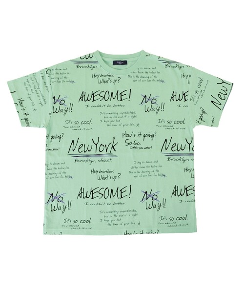 GLAZOS(グラソス)の「天竺・接触冷感ドロップショルダーロゴ総柄半袖Tシャツ(Tシャツ/カットソー・キッズ・ブラック/ライトグリーン/ホワイト・130cm/160cm/150cm/140cm/170cm)」の1枚目の写真