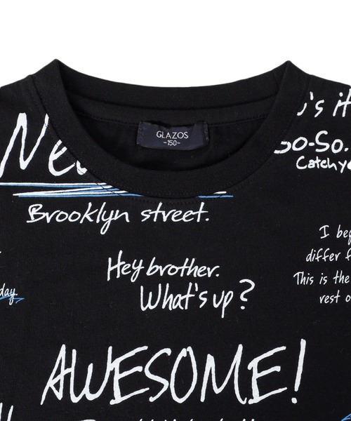 GLAZOS(グラソス)の「天竺・接触冷感ドロップショルダーロゴ総柄半袖Tシャツ(Tシャツ/カットソー・キッズ・ブラック/ライトグリーン/ホワイト・130cm/160cm/150cm/140cm/170cm)」の14枚目の写真