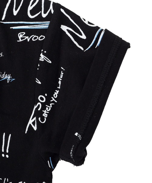 GLAZOS(グラソス)の「天竺・接触冷感ドロップショルダーロゴ総柄半袖Tシャツ(Tシャツ/カットソー・キッズ・ブラック/ライトグリーン/ホワイト・130cm/160cm/150cm/140cm/170cm)」の12枚目の写真