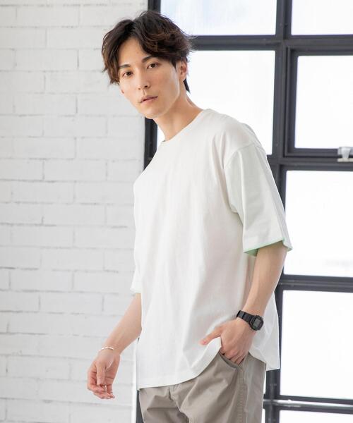 coen（コーエン）の「USAコットンフェイクレイヤードTシャツ（Tシャツ/カットソー・メンズ・ホワイト/グレー/ブラック/ベージュ・LARGE/X-LARGE/MEDIUM/SMALL）」の5枚目の写真