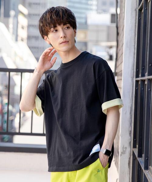 Usaコットンフェイクレイヤードtシャツ