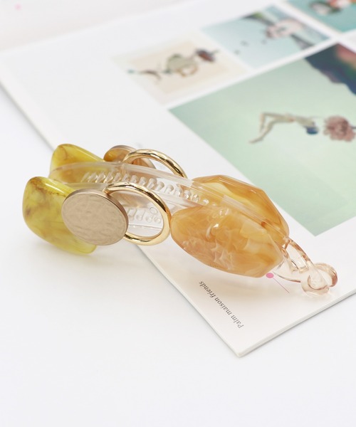 Monocoro toppi（モノコロトッピ）の「クリア ドロップ マーブル バナナクリップ（その他ヘアアクセサリー・レディース・アイボリー/グレー/カーキ・フリー）」の14枚目の写真