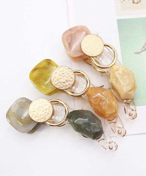 Monocoro toppi（モノコロトッピ）の「クリア ドロップ マーブル バナナクリップ（その他ヘアアクセサリー・レディース・アイボリー/グレー/カーキ・フリー）」の15枚目の写真