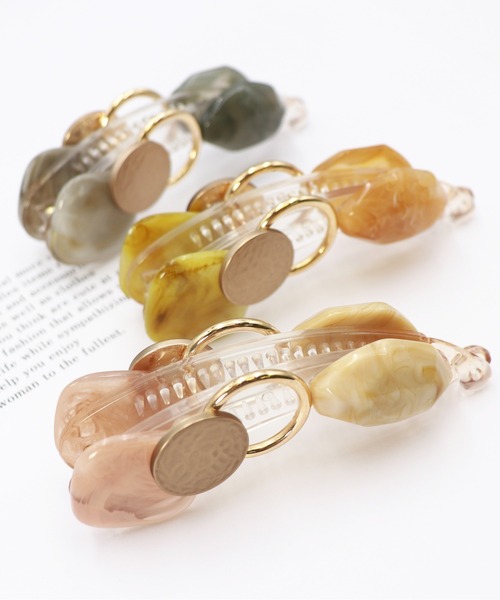 Monocoro toppi（モノコロトッピ）の「クリア ドロップ マーブル バナナクリップ（その他ヘアアクセサリー・レディース・アイボリー/グレー/カーキ・フリー）」の17枚目の写真