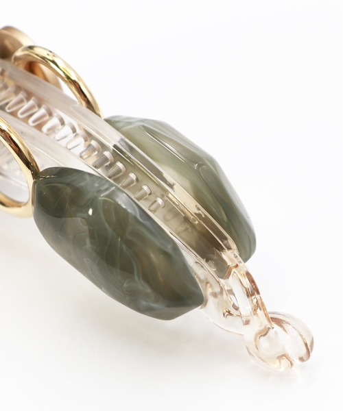 Monocoro toppi（モノコロトッピ）の「クリア ドロップ マーブル バナナクリップ（その他ヘアアクセサリー・レディース・アイボリー/グレー/カーキ・フリー）」の12枚目の写真