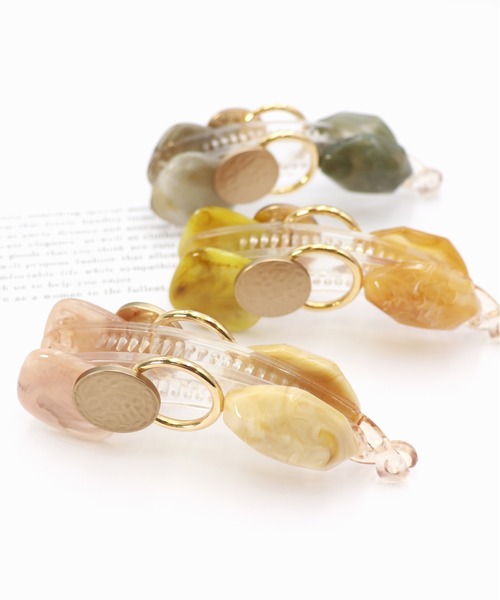 Monocoro toppi（モノコロトッピ）の「クリア ドロップ マーブル バナナクリップ（その他ヘアアクセサリー・レディース・アイボリー/グレー/カーキ・フリー）」の11枚目の写真