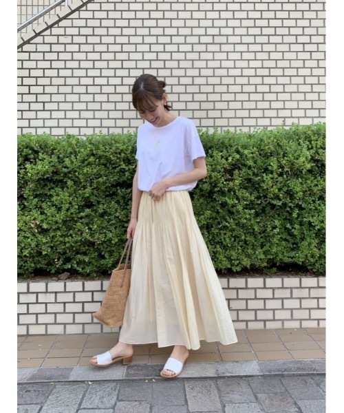 BEARDSLEY（ビアズリー）の「ゴムギャザースカート（スカート・レディース・イエロー/グリーン・FREE）」の4枚目の写真