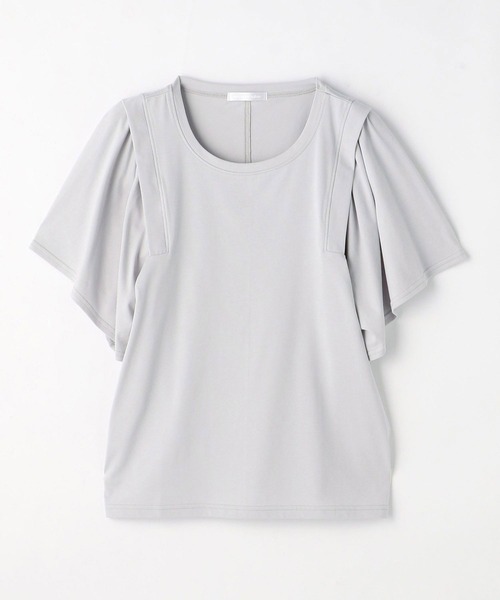 NICOLE white（ニコルホワイト）の「ボリュームフレアースリーブカットソー（Tシャツ/カットソー・レディース・ブラック/オフホワイト/サックスブルー・FREE）」の5枚目の写真