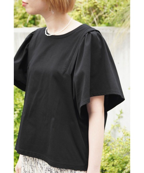 NICOLE white（ニコルホワイト）の「ボリュームフレアースリーブカットソー（Tシャツ/カットソー・レディース・ブラック/オフホワイト/サックスブルー・FREE）」の19枚目の写真