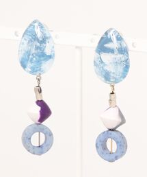 【joesstyle】*Glass Earrings*　ブルーデニムペイントとクレイビーズ　イヤリング(MA)