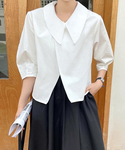 fd style（エフディ スタイル）の「【DS】クロスアシンメトリーショートコート（その他トップス・レディース・ホワイト/ライトブルー・FREE）」の8枚目の写真