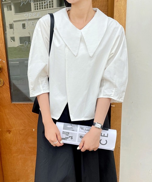 fd style（エフディ スタイル）の「【DS】クロスアシンメトリーショートコート（その他トップス・レディース・ホワイト/ライトブルー・FREE）」の9枚目の写真