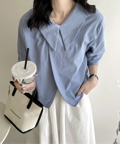 fd style（エフディ スタイル）の「【DS】クロスアシンメトリーショートコート（その他トップス・レディース・ホワイト/ライトブルー・FREE）」の11枚目の写真