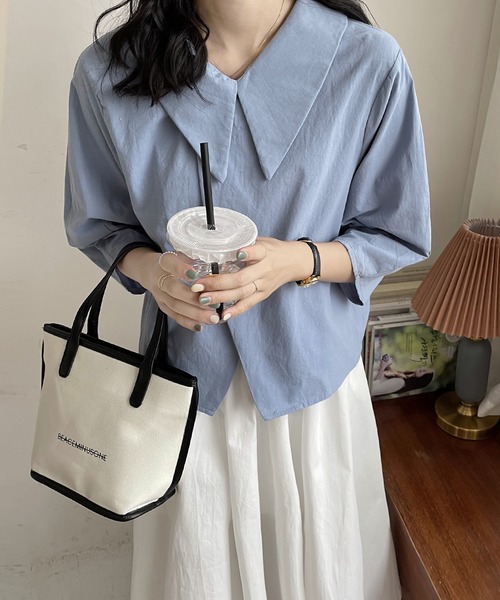 fd style（エフディ スタイル）の「【DS】クロスアシンメトリーショートコート（その他トップス・レディース・ホワイト/ライトブルー・FREE）」の13枚目の写真