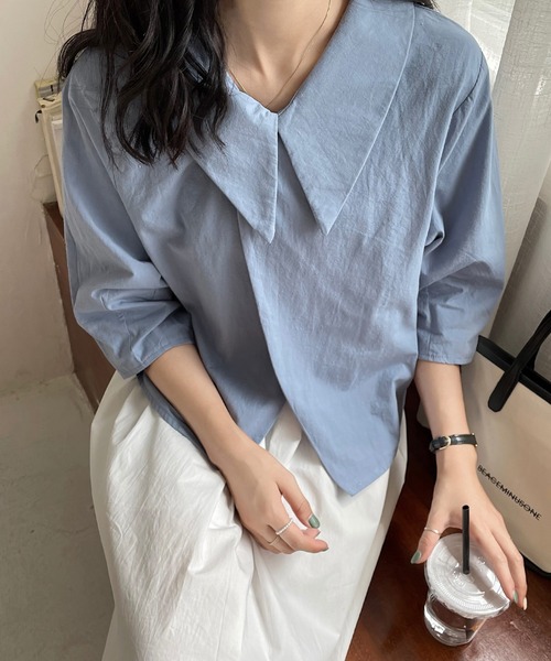 fd style（エフディ スタイル）の「【DS】クロスアシンメトリーショートコート（その他トップス・レディース・ホワイト/ライトブルー・FREE）」の14枚目の写真