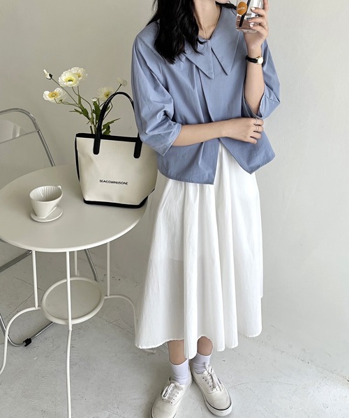 fd style（エフディ スタイル）の「【DS】クロスアシンメトリーショートコート（その他トップス・レディース・ホワイト/ライトブルー・FREE）」の15枚目の写真