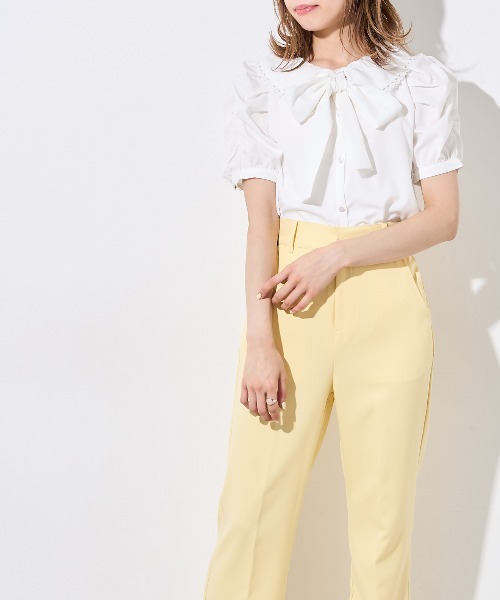 OLIVE des OLIVE（オリーブデオリーブ）の「【WEB限定】ボウタイ衿レース5分袖ブラウス（シャツ/ブラウス・レディース・オフホワイト/インディゴブルー/アイボリー・FREE）」の6枚目の写真